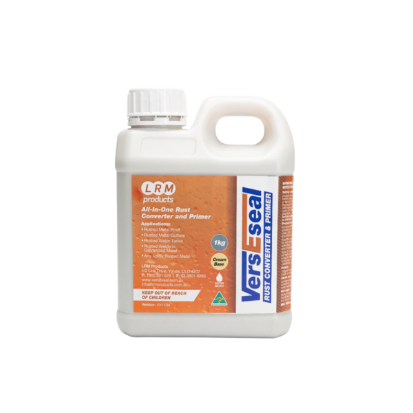 Container of VersEseal Rust Convertor and Primer – rust treatment and primer coating for metal surfaces.
