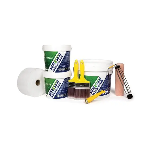 VersEseal Medium Caravan Bundle including Rapid Build, Top Coat, geofabric, brushes, and rollers – covers up to 8 sqm.